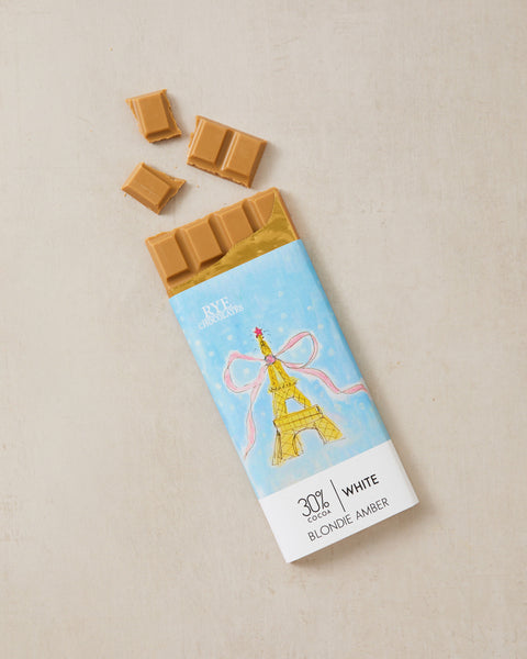 Blondie Amber White Chocolate Bar - 30% cocoa | festive wrapper