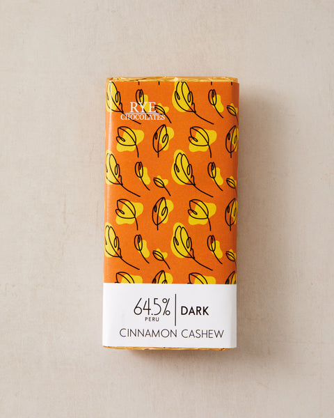 Cinnamon Cashew Dark Chocolate Bar - 64.5% Peruvian