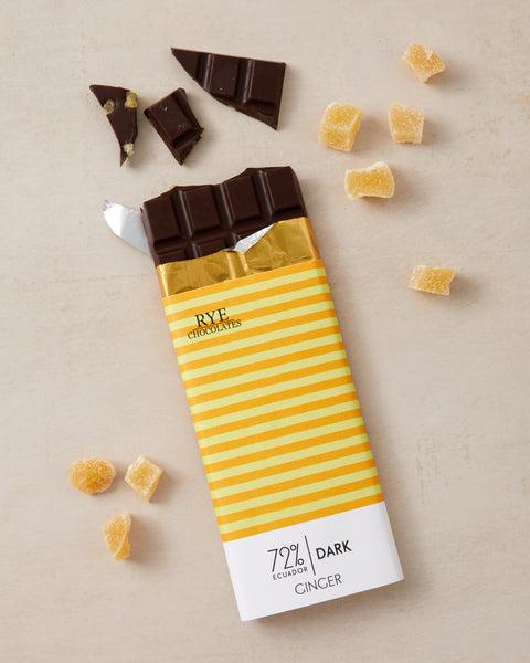 Ginger Dark Chocolate Bar - 72% Ecuadorian