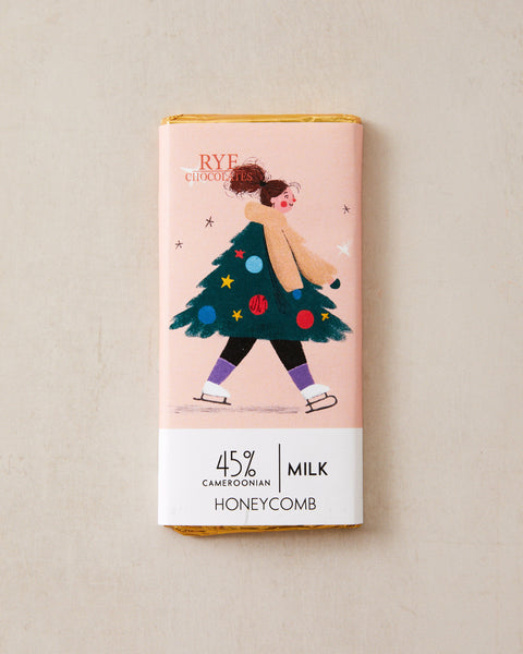 Honeycomb Milk Chocolate Bar - 45% Cameroonian | festive wrapper
