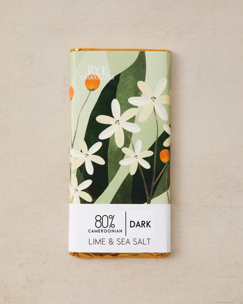Lime & Sea Salt Dark Chocolate Bar - 80% Cameroonian