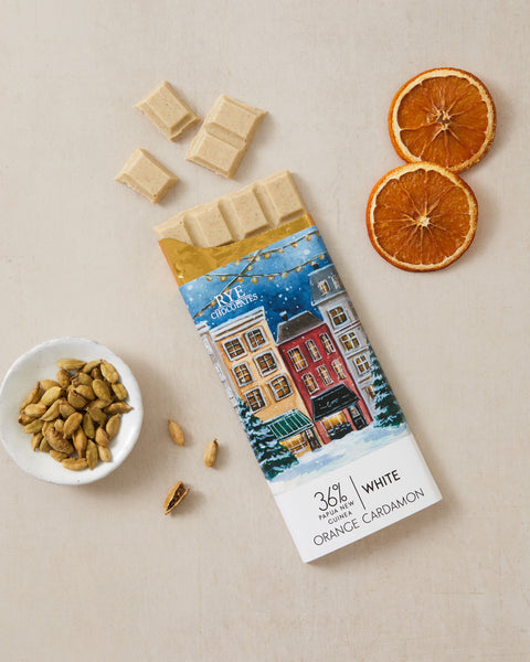 Orange Cardamon White Chocolate Bar - 36% Papua New Guinea