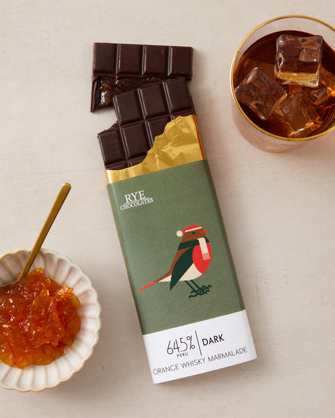 Orange Whisky Marmalade Dark Chocolate Bar - 64.5% Peruvian