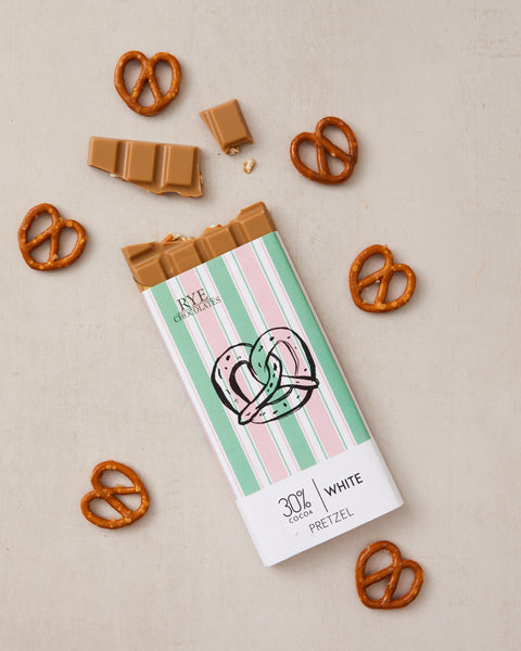 Pretzel Amber White Chocolate Bar - 30% cocoa