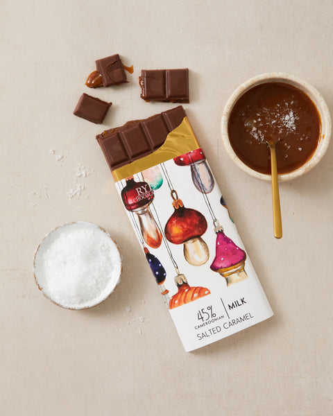 Salted Caramel Milk Chocolate Bar - 45% Cameroonian | festive wrapper