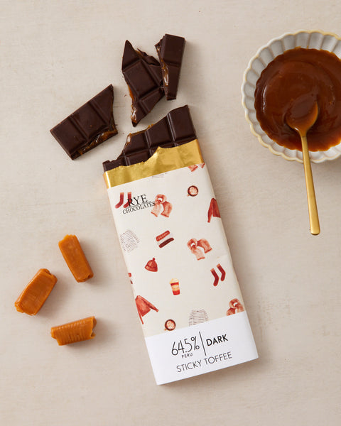 Sticky Toffee Dark Chocolate Bar - 64.5% Peruvian