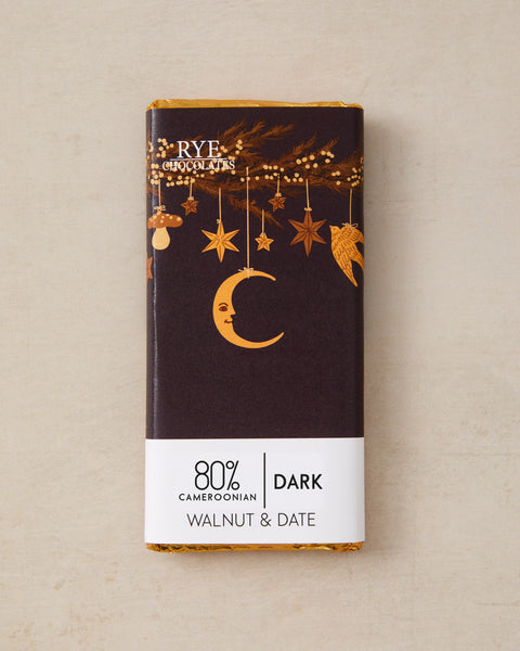 Walnut & Date Chocolate Bar - 80% Cameroonian