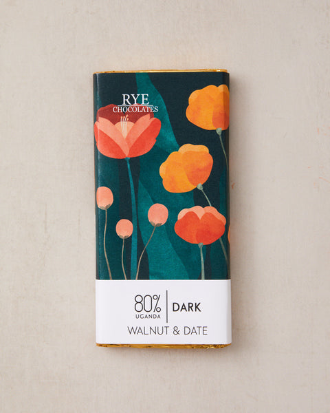 Walnut & Date Chocolate Bar - 80% Ugandan