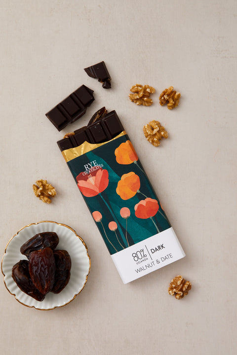 Walnut & Date Chocolate Bar - 80% Ugandan