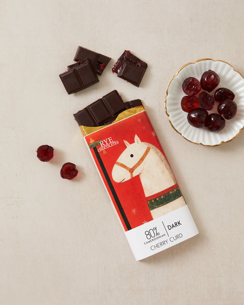 Cherry Curd Dark Chocolate Bar - 80% Cameroonian