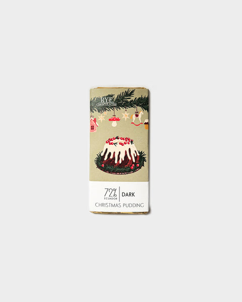 Christmas Pudding Dark Chocolate Bar - 72% Ecuadorian