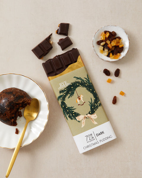 Christmas Pudding Dark Chocolate Bar - 72% Ecuadorian