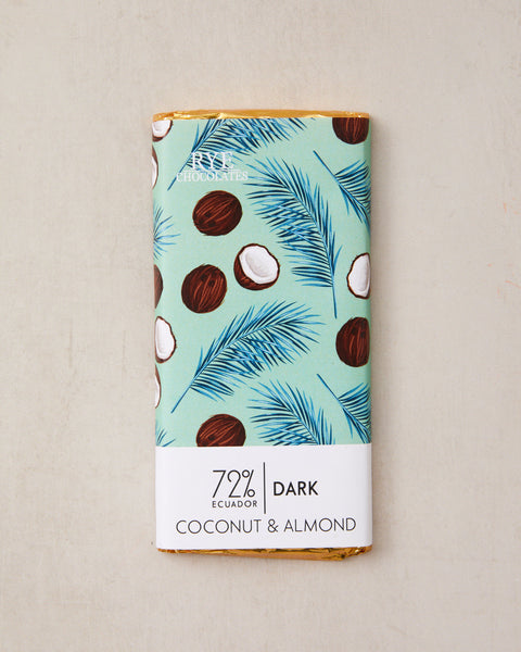 Coconut & Almond Dark Chocolate Bar - 72% Ecuadorian