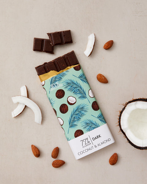 Coconut & Almond Dark Chocolate Bar - 72% Ecuadorian