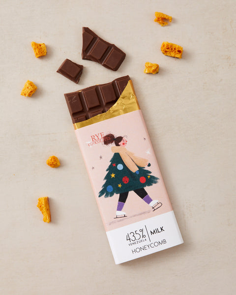 Festive Honeycomb Milk Chocolate Bar - 43.5% Venezuelan