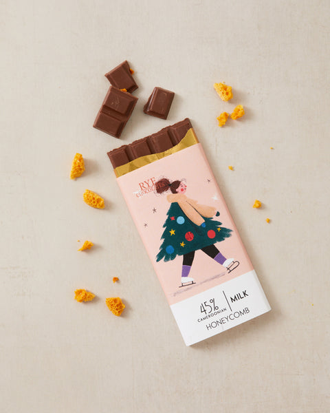 Honeycomb Milk Chocolate Bar - 45% Cameroonian | festive wrapper