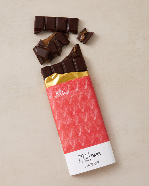 Rhubarb Curd Dark Chocolate Bar - 72% Ecuadorian