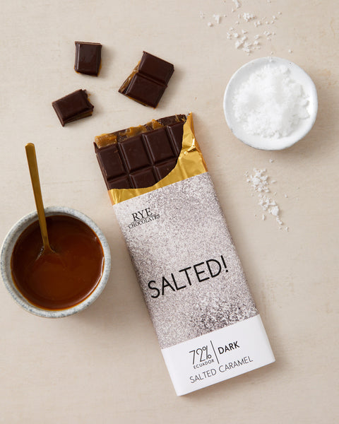 Salted Caramel Dark Chocolate Bar - 72% Ecuadorian