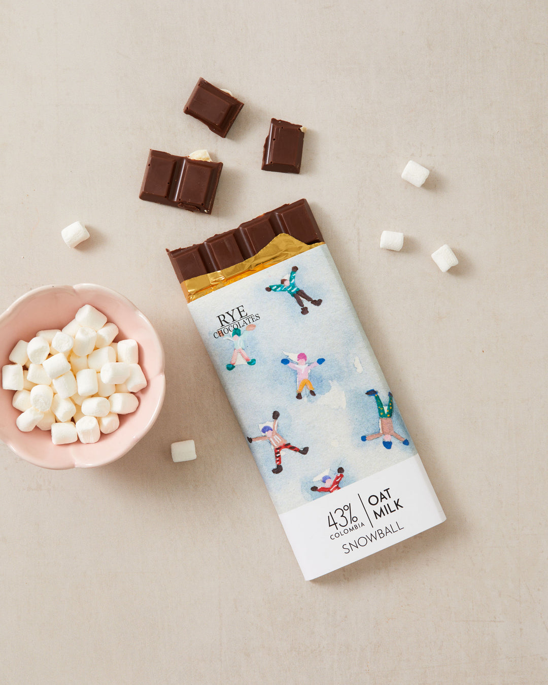 Snowball Oat Milk Chocolate Bar - 43% Colombian – Rye Chocolates